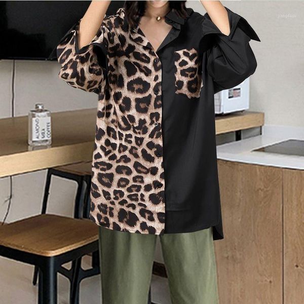 spring ladies shirt stitching black leopard print long-sleeved blouse temperament commuter single row multi-button women's blouses & sh, White
spring ladies shirt stitching black leopard print long-sleeved blouse temperament commuter single row multi-button women's blouses & sh, White