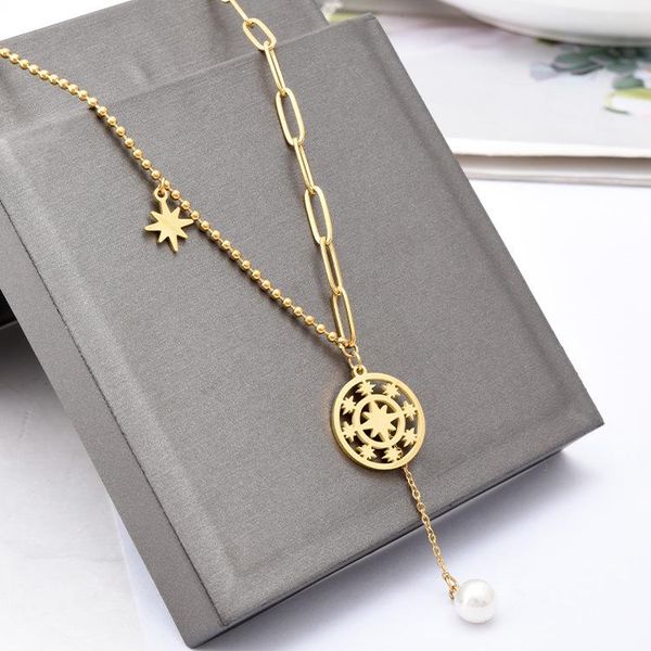 pendant necklaces arrival asymmetrical eight-pointed star necklace hollow round brand tassel pearl for women jewelry, Silver
pendant necklaces arrival asymmetrical eight-pointed star necklace hollow round brand tassel pearl for women jewelry, Silver