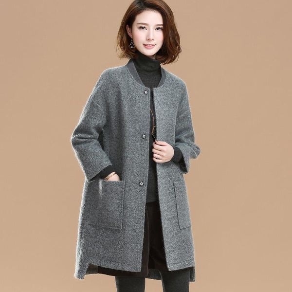 women's wool & blends autumn and winter 2021 baseball neck nine sleeve tweed coat medium long loose woolen, Black
women's wool & blends autumn and winter 2021 baseball neck nine sleeve tweed coat medium long loose woolen, Black