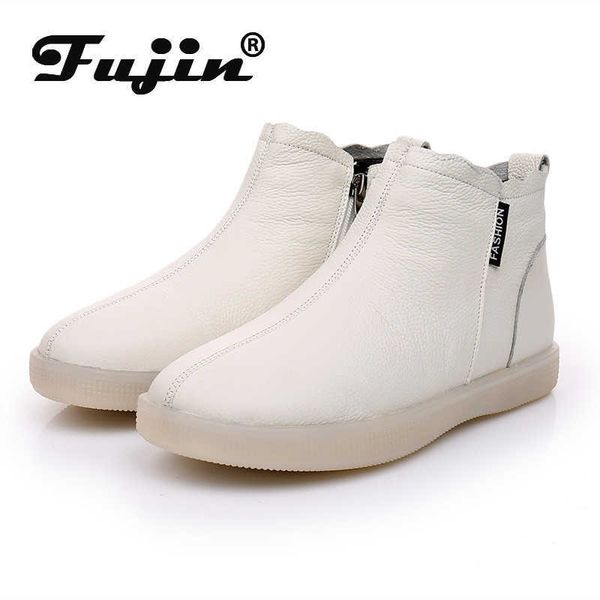 fujin genuine leather cow women ankle boots warm wool za beige white slip on super comfortable booties autumn winter shoes 210911, Black 
fujin genuine leather cow women ankle boots warm wool za beige white slip on super comfortable booties autumn winter shoes 210911, Black