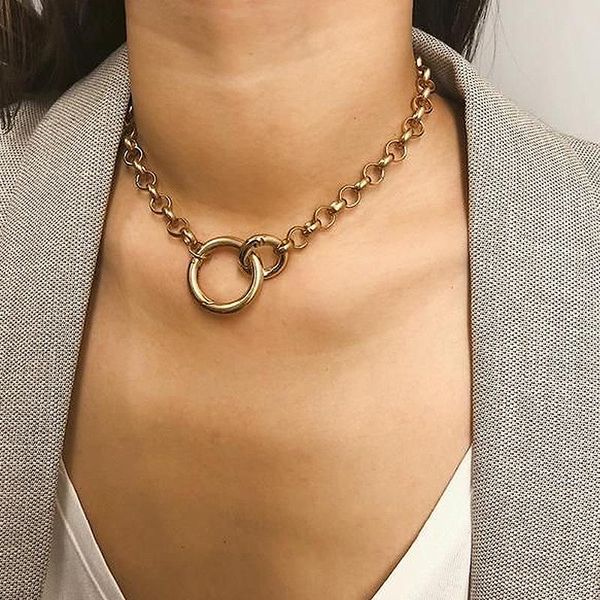 pcs women gold necklaces simple hollow round circle chain geometry pendant party short necklace fashion retro lady jewelry, Silver
pcs women gold necklaces simple hollow round circle chain geometry pendant party short necklace fashion retro lady jewelry, Silver