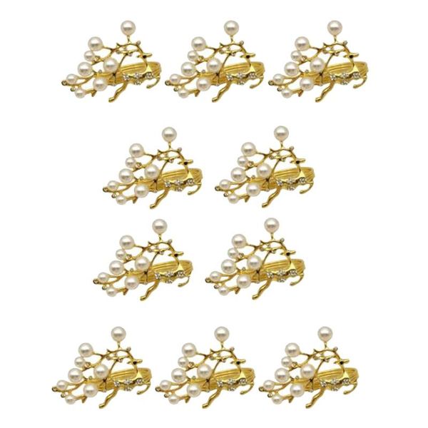 napkin rings 10 pcs pearl deer buckle for place settings,wedding receptions,christmas and dining table