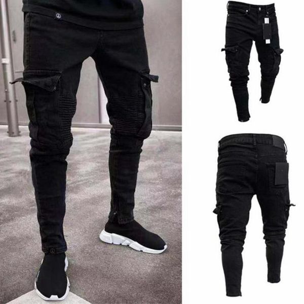 men's jeans casual pocket slim fit patchwork vintage elastic zipper pencil pants, Blue
men's jeans casual pocket slim fit patchwork vintage elastic zipper pencil pants, Blue