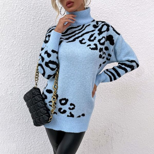 women's sweaters long turtleneck fashion style fall winter clothes 2021 leopard knit sweater all match thick warm pullover wholesale, White;black
women's sweaters long turtleneck fashion style fall winter clothes 2021 leopard knit sweater all match thick warm pullover wholesale, White;black