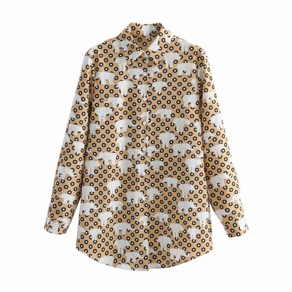 elephant print women's shirt lapel single-breasted summer chic harajuku female shirt 210507, White
elephant print women's shirt lapel single-breasted summer chic harajuku female shirt 210507, White