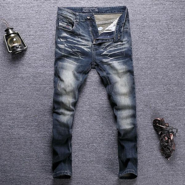 men's jeans italian vintage fashion men retro blue elastic slim fit ripped distressed scratch designer casual denim pants
men's jeans italian vintage fashion men retro blue elastic slim fit ripped distressed scratch designer casual denim pants