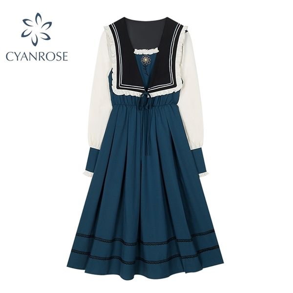 lolita sweet dress women japanese preppy style student vintage long sleeve dresses sailor collar ruffle design draped vestidos 210515, Black;gray
lolita sweet dress women japanese preppy style student vintage long sleeve dresses sailor collar ruffle design draped vestidos 210515, Black;gray