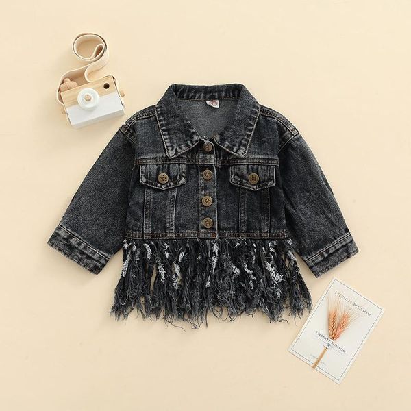 jackets autumn kids girls denim jacket outwear single breasted tassel back letter printed coats clothes, Blue;gray
jackets autumn kids girls denim jacket outwear single breasted tassel back letter printed coats clothes, Blue;gray