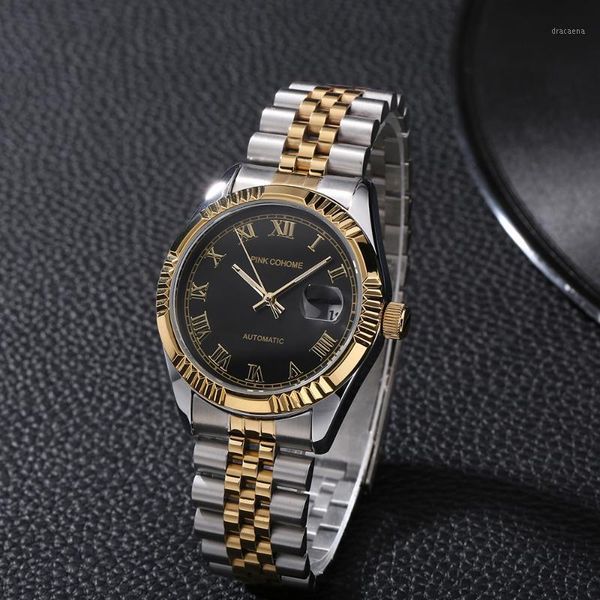 pink cohome brand men watches automatic business sport mechanical wristwatch stainless steel waterproof clocks male automatisk wristwatches, Slivery;brown
pink cohome brand men watches automatic business sport mechanical wristwatch stainless steel waterproof clocks male automatisk wristwatches, Slivery;brown