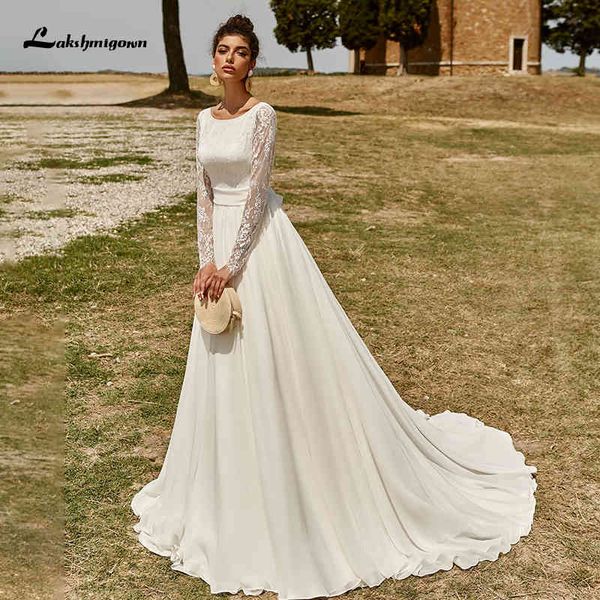 2021 new elegant beach es scoop neck full lace sleeves a line wedding gown with bow boho bride vestidos de novia hv3g, White
2021 new elegant beach es scoop neck full lace sleeves a line wedding gown with bow boho bride vestidos de novia hv3g, White