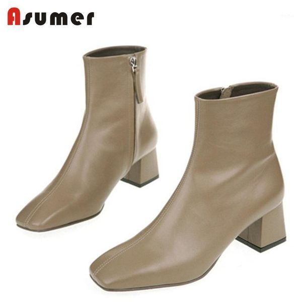 boots asumer 2021 fashion autumn winter square toe soft genuine leather shoes thick high heels women ankle1, Black
boots asumer 2021 fashion autumn winter square toe soft genuine leather shoes thick high heels women ankle1, Black