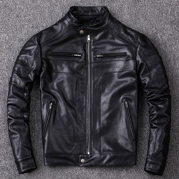 men's leather & faux genuine jacket of male motorcyclist, windproof high-collar with a natural lambskin collar, spring and autumn, Black
men's leather & faux genuine jacket of male motorcyclist, windproof high-collar with a natural lambskin collar, spring and autumn, Black
