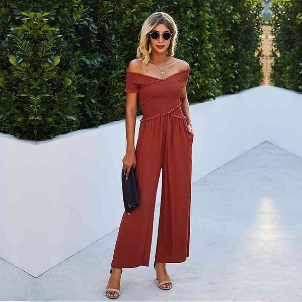 new spring summer slash neck cross elastic band solid color jumpsuit women's oversize backless jumpsuit for all match 210413, Black;white
new spring summer slash neck cross elastic band solid color jumpsuit women's oversize backless jumpsuit for all match 210413, Black;white