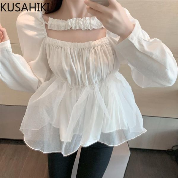 women's blouses & shirts kusahiki mesh patchwork women doll shirt korean square collar puff sleeve 2021 spring sweet blusas mujer 6f469, White
women's blouses & shirts kusahiki mesh patchwork women doll shirt korean square collar puff sleeve 2021 spring sweet blusas mujer 6f469, White