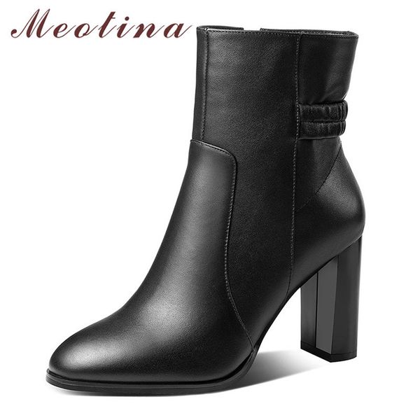 meotina winter ankle boots women natural genuine leather thick heel short boots zipper super high heel shoes lady autumn size 39 210520, Black
meotina winter ankle boots women natural genuine leather thick heel short boots zipper super high heel shoes lady autumn size 39 210520, Black