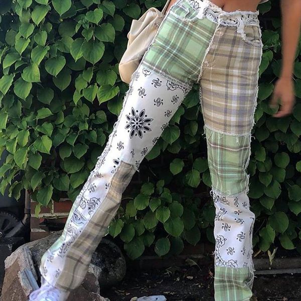 punk splicing plaid pants spring womens jeans high waist straight denim trousers pantalones de mujer dropshipping, Blue
punk splicing plaid pants spring womens jeans high waist straight denim trousers pantalones de mujer dropshipping, Blue