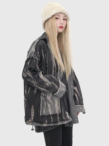 women's jackets homemade denim spliced turn down collar frayed shirts loose blouse single-breasted jacket holes cardigan crop streetwe, Black;brown
women's jackets homemade denim spliced turn down collar frayed shirts loose blouse single-breasted jacket holes cardigan crop streetwe, Black;brown