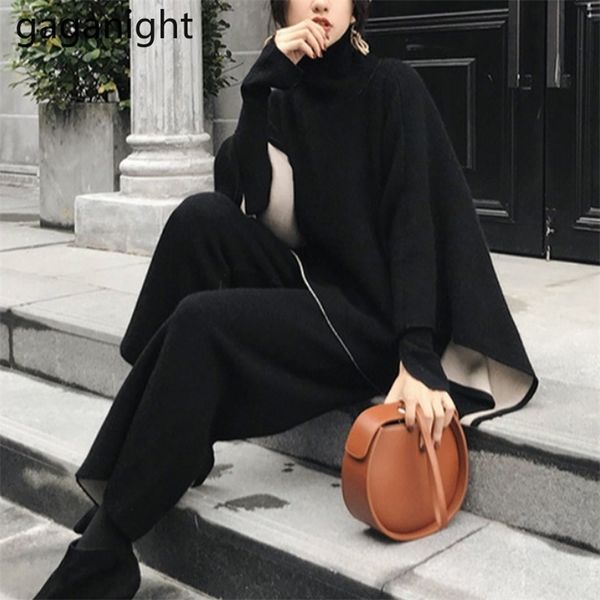 fashion women 2 piece set elegant turtleneck cape pullovers knit wide leg pant suit solid autumn winter ouffits 210601, White
fashion women 2 piece set elegant turtleneck cape pullovers knit wide leg pant suit solid autumn winter ouffits 210601, White