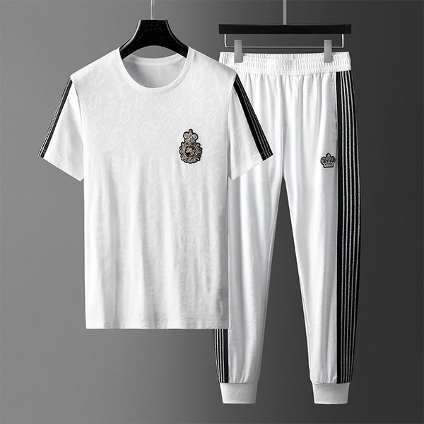 fashion men's tracksuits leisure sports short sleeve suit 2021 summer dark pattern bae splicing brand youth t-shirt pants wear, Gray
fashion men's tracksuits leisure sports short sleeve suit 2021 summer dark pattern bae splicing brand youth t-shirt pants wear, Gray