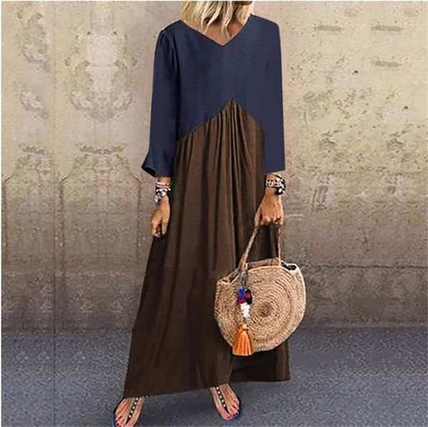 patchwork color designer womens spring autumn long sleeve loose ladies dresses casual a line, Black;gray
patchwork color designer womens spring autumn long sleeve loose ladies dresses casual a line, Black;gray