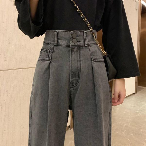 women's jeans 2021 korean straight women high waist denim large pocket black pants vintage with belt casual plus size trousers l228, Blue
women's jeans 2021 korean straight women high waist denim large pocket black pants vintage with belt casual plus size trousers l228, Blue