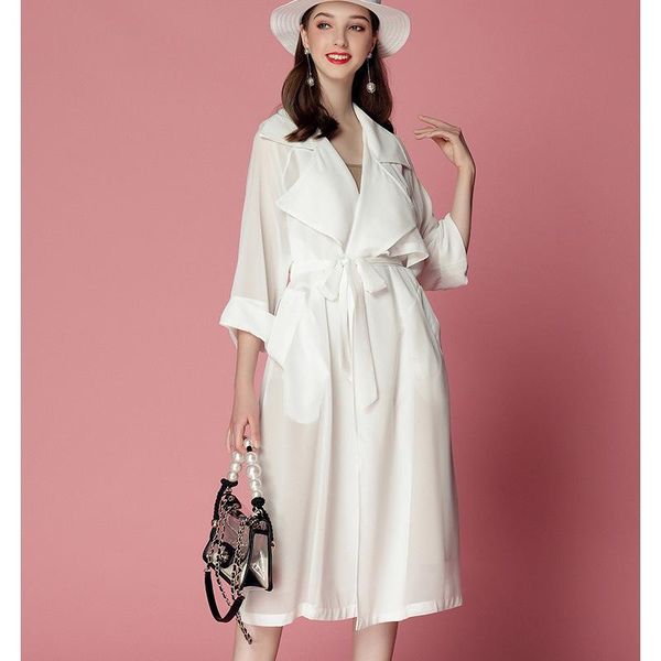 women's trench coats women chiffon sun protection clothing turn-down collar belt wide-waisted white, Tan;black
women's trench coats women chiffon sun protection clothing turn-down collar belt wide-waisted white, Tan;black