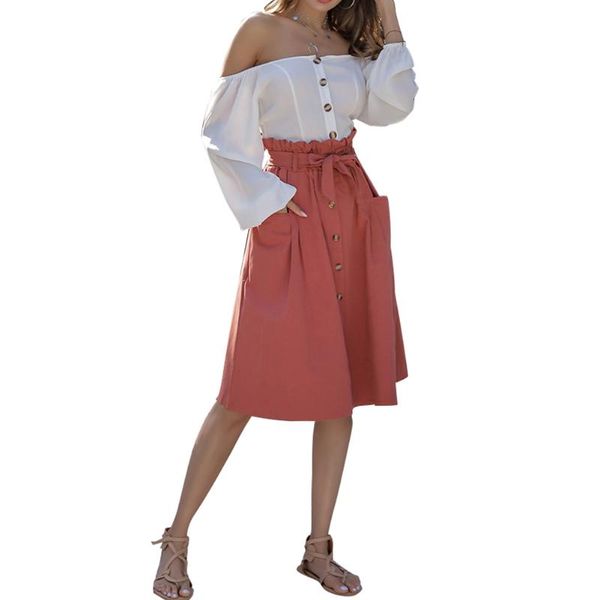 skirts women pocket solid color skirt summer fashion ladies single breasted decoration loose, Black
skirts women pocket solid color skirt summer fashion ladies single breasted decoration loose, Black