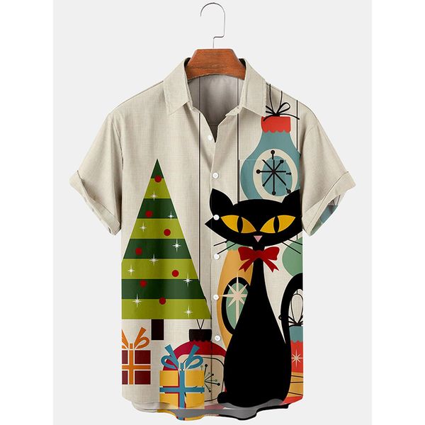 christmas black cat print hawaiian style men's short-sleeved shirt geometric print party beach daily casual top, White;black
christmas black cat print hawaiian style men's short-sleeved shirt geometric print party beach daily casual top, White;black