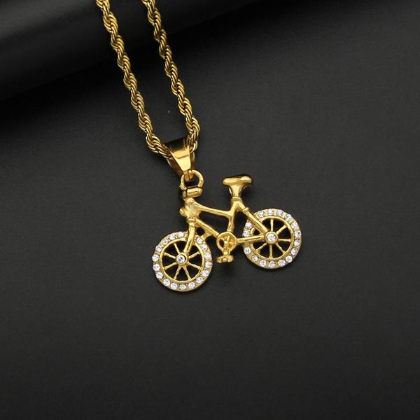 pendant necklaces punk iced out cz bicycle & necklace 316l stainless steel cool gold color rope chain for men boys jewelry gifts, Silver
pendant necklaces punk iced out cz bicycle & necklace 316l stainless steel cool gold color rope chain for men boys jewelry gifts, Silver