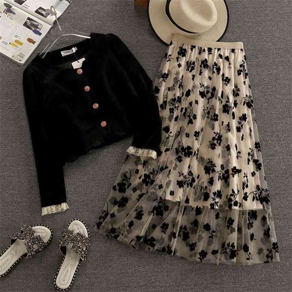 spring vintage two piece set women outfits long sleeve crop & floral mesh skirt suits female 2 210514, White
spring vintage two piece set women outfits long sleeve crop & floral mesh skirt suits female 2 210514, White