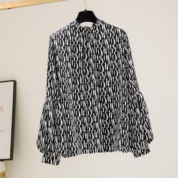 women's blouses & shirts elegant office lady dot puff sleeve women casual loose half high collar long back zipper up, White
women's blouses & shirts elegant office lady dot puff sleeve women casual loose half high collar long back zipper up, White