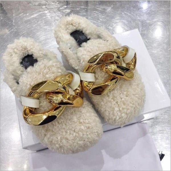 slippers style ladies home flat bottom baotou half big chain wool shoes fashion lamb, Black
slippers style ladies home flat bottom baotou half big chain wool shoes fashion lamb, Black