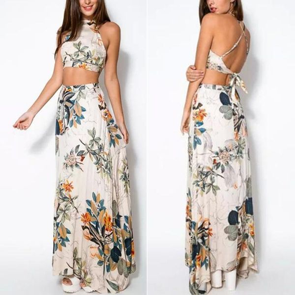 casual dresses summer women two piece set bohemian beach dress leaf print crop + backless sleevelesss 2, Black;gray 
casual dresses summer women two piece set bohemian beach dress leaf print crop + backless sleevelesss 2, Black;gray