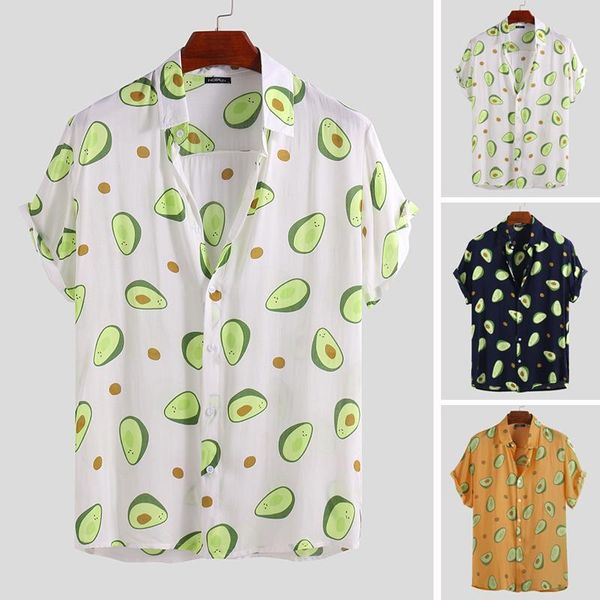 men's casual shirts incerun 2021 summer mens shirt avocado printed lapel neck short sleeve beach hawaiian men streetwear camisa, White;black
men's casual shirts incerun 2021 summer mens shirt avocado printed lapel neck short sleeve beach hawaiian men streetwear camisa, White;black