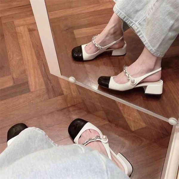 2021 shoes color matching mary jane 21 summer new m family one line buckle pearl back sandals small fragrance single shoes yw dmv5, Black 
2021 shoes color matching mary jane 21 summer new m family one line buckle pearl back sandals small fragrance single shoes yw dmv5, Black