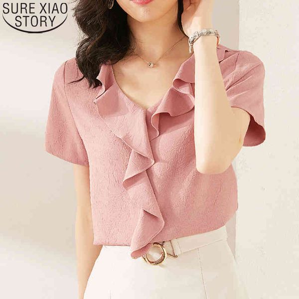 solid color ruffled chiffon shirt summer womens and blouses blusas mujer de moda women short sleeve fashion 10055 210417, White
solid color ruffled chiffon shirt summer womens and blouses blusas mujer de moda women short sleeve fashion 10055 210417, White