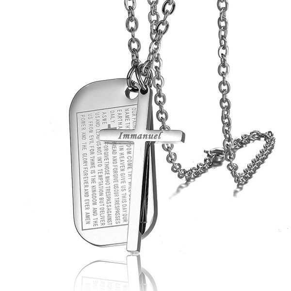 classic design bible immanuel engraved cross pendant necklace belief jewelry, Silver
classic design bible immanuel engraved cross pendant necklace belief jewelry, Silver