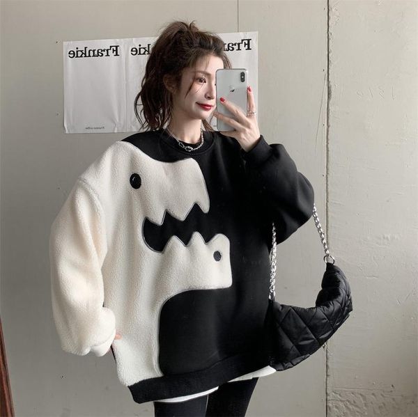 women's hoodies & sweatshirts plus velvet thick patchwork pullovers winter clothes women aesthetic loose keep warm o-neck oversized swe, Black
women's hoodies & sweatshirts plus velvet thick patchwork pullovers winter clothes women aesthetic loose keep warm o-neck oversized swe, Black