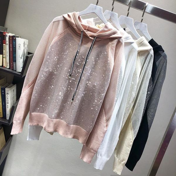 women's hoodies & sweatshirts european spring knitted patchwork mesh long sleeve heavy -drilling sequined hooded women fashion streetwe, Black
women's hoodies & sweatshirts european spring knitted patchwork mesh long sleeve heavy -drilling sequined hooded women fashion streetwe, Black