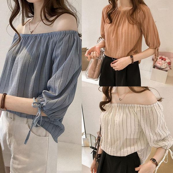 for women summer striped slash neck loose lantern sleeve chiffon blouse bowknot casual women's blouses & shirts, White
for women summer striped slash neck loose lantern sleeve chiffon blouse bowknot casual women's blouses & shirts, White