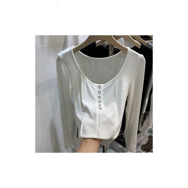 women's sweaters thread cotton slim button long sleeve t-shirt women's early autumn round neck fungus edge bottomed shirt top, White;black
women's sweaters thread cotton slim button long sleeve t-shirt women's early autumn round neck fungus edge bottomed shirt top, White;black
