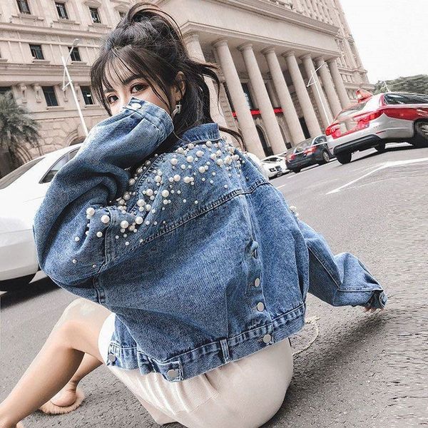 women's jackets short jean jacket with pearls and ies, feminine, casual, vintage, long sleeve, korean jppy, Black;brown
women's jackets short jean jacket with pearls and ies, feminine, casual, vintage, long sleeve, korean jppy, Black;brown