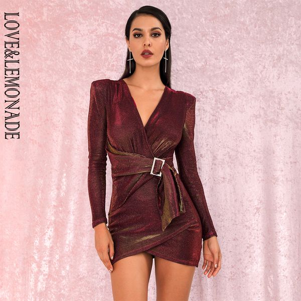 love&lemonade crimson v-neck shoulderpad metal buckle bodycon party reflective mini dress lm81989-1, Black;gray
love&lemonade crimson v-neck shoulderpad metal buckle bodycon party reflective mini dress lm81989-1, Black;gray