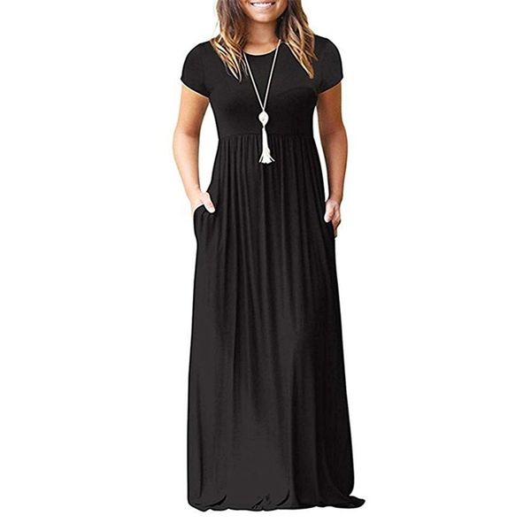 gule women's short sleeve solid maxi long dresses with pockets 210409, Black;gray
gule women's short sleeve solid maxi long dresses with pockets 210409, Black;gray