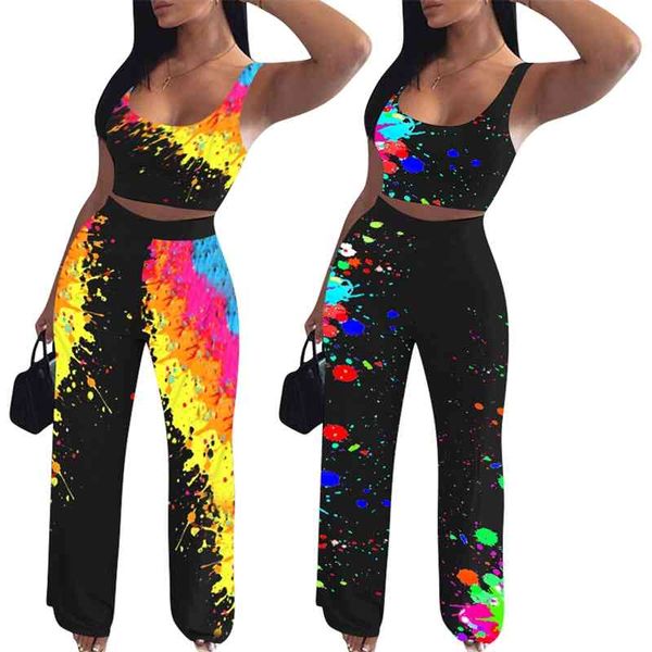 casual two piece women fashion square collar sleeveless crop high waist straight-leg pants sets with graffiti printed outfits, White
casual two piece women fashion square collar sleeveless crop high waist straight-leg pants sets with graffiti printed outfits, White