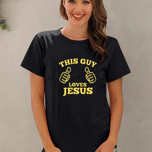 women's t-shirt this guy loves jesus thumb graphic women christian faith vote for cotton arrival funny casual loose tee, White
women's t-shirt this guy loves jesus thumb graphic women christian faith vote for cotton arrival funny casual loose tee, White