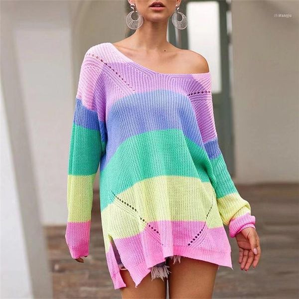oversize rainbow sweater for womens casual plus size multicolor knitted autumn winter pullover striped female clothes1, White;black
oversize rainbow sweater for womens casual plus size multicolor knitted autumn winter pullover striped female clothes1, White;black
