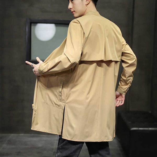 men's trench coats spring summer coat high-quality stand collar long windbreakers men solid casual brand zipper coat mw53, Tan;black
men's trench coats spring summer coat high-quality stand collar long windbreakers men solid casual brand zipper coat mw53, Tan;black