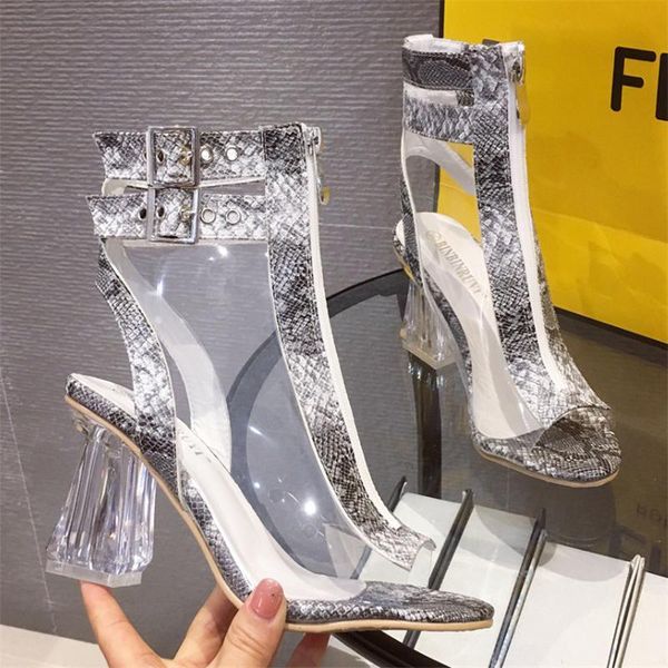 spring european sandals women's snake pattern transparent heel peep toe hollow out cool boots ankle strap women sandal, Black
spring european sandals women's snake pattern transparent heel peep toe hollow out cool boots ankle strap women sandal, Black