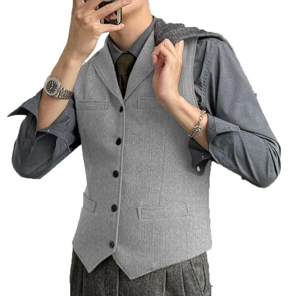 men's vests light grey herringbone tweed formal suit waistcoat sleeveless jacket tailor-made business wedding vest for groomsmen, Black;white
men's vests light grey herringbone tweed formal suit waistcoat sleeveless jacket tailor-made business wedding vest for groomsmen, Black;white